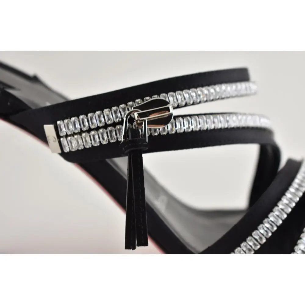 Christian Louboutin Merylzip Strass 80 Black Crystal Sandal Mule Heel Pump 41
